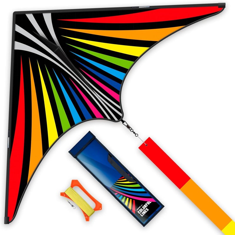 SGftre Kite, Large Delta Kites for Kids and Adults, Easy to Fly Rainbow Kites, Durable Multifunctional Beach Kite, Tangle-Free Flight Line, Durable - Image 1